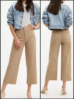 Levi's Ribcage Wide Leg Crop Basic Khaki Brown Size 27